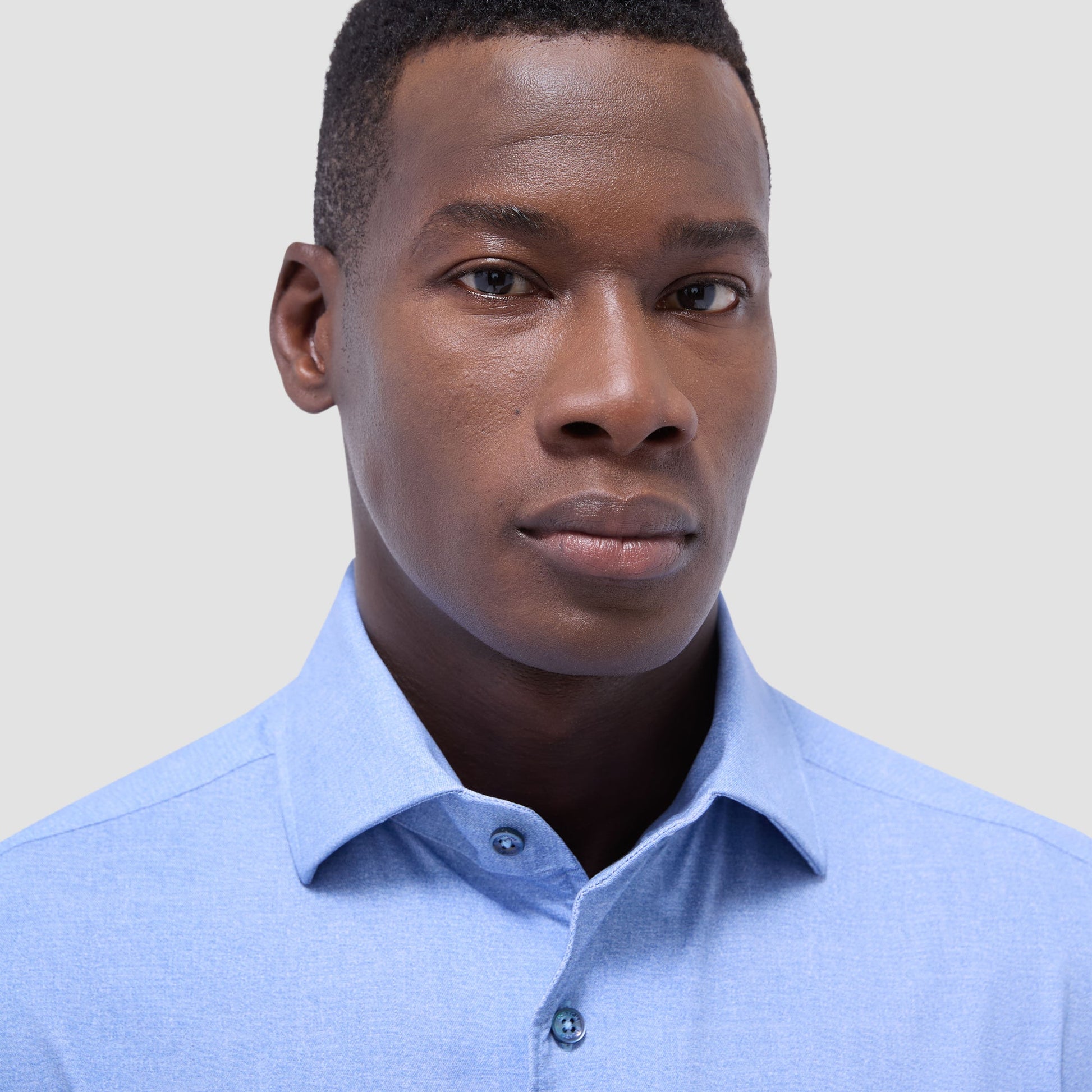 Bugatchi Devon Heathered OoohCotton® Shirt Air Blue