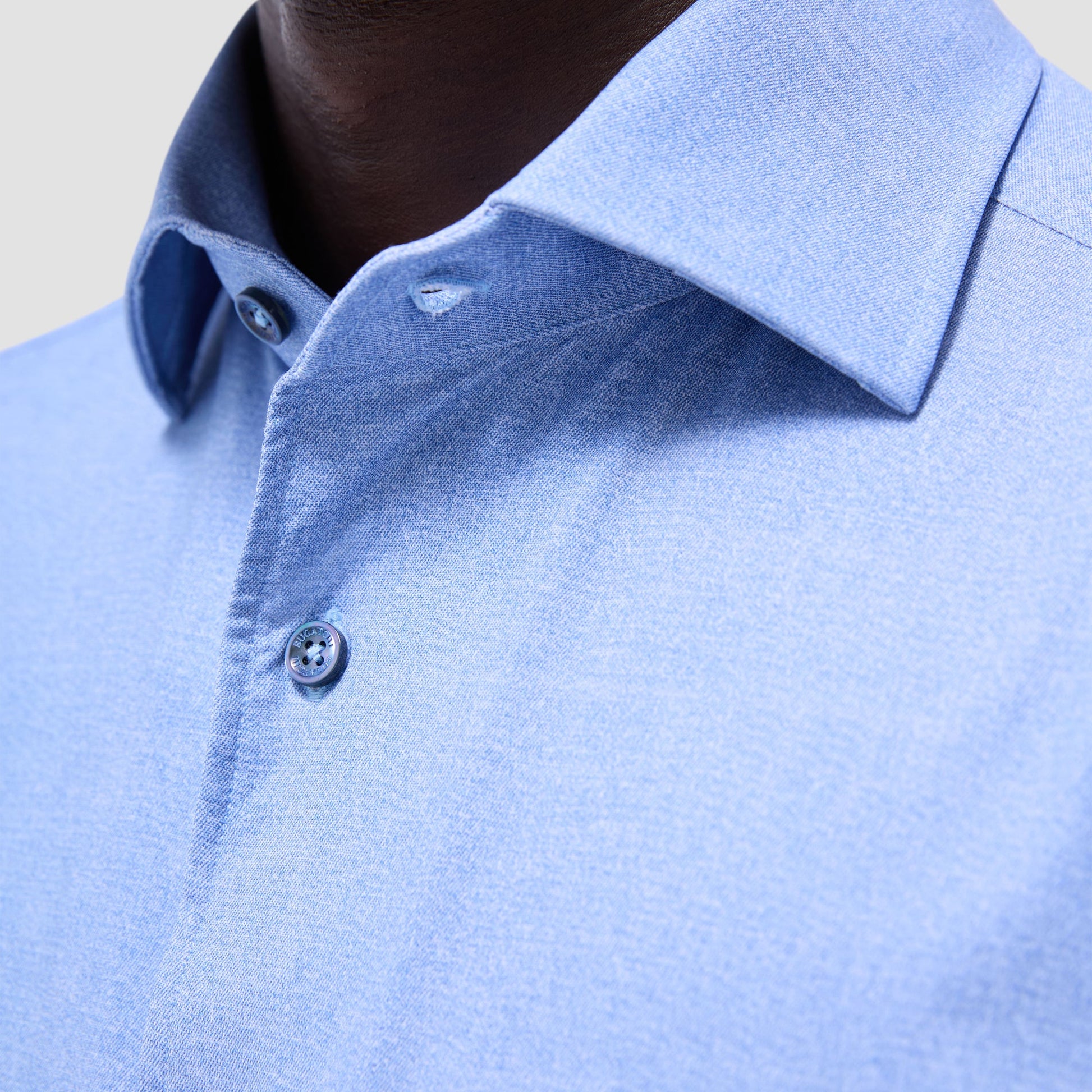 Bugatchi Devon Heathered OoohCotton® Shirt Air Blue