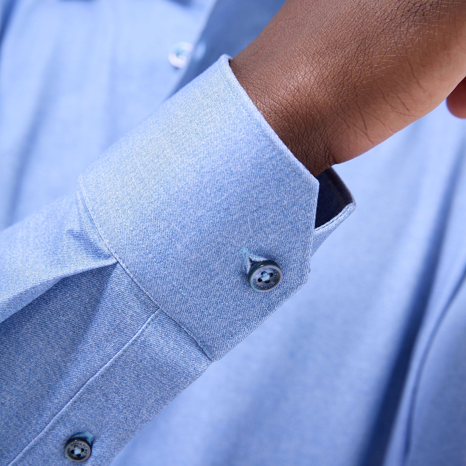 Bugatchi Devon Heathered OoohCotton® Shirt Air Blue