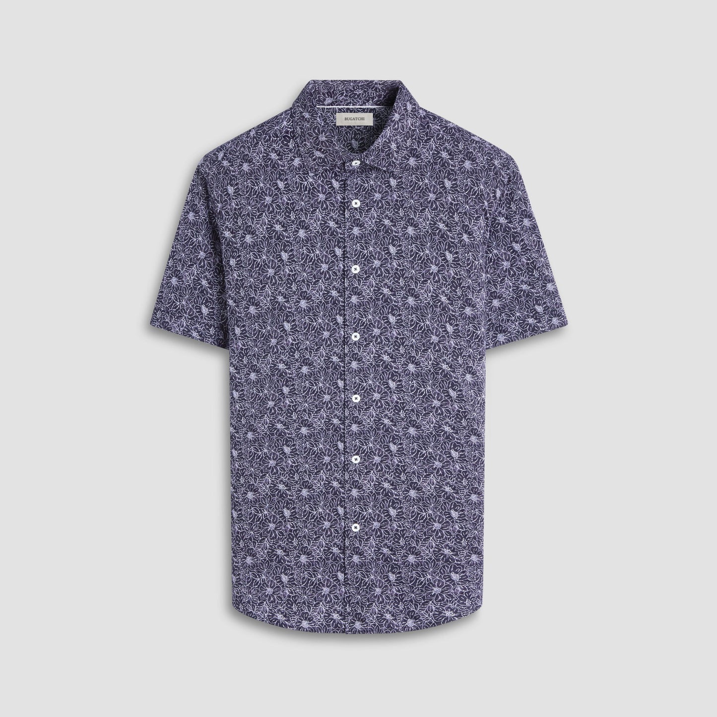 Bugatchi Miles Floral OoohCotton® Short-Sleeve Shirt Black