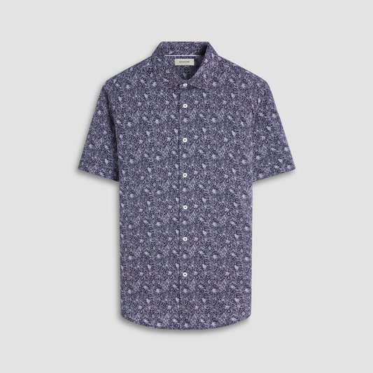 Bugatchi Miles Floral OoohCotton® Short-Sleeve Shirt Black