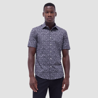 Bugatchi Miles Floral OoohCotton® Short-Sleeve Shirt Black