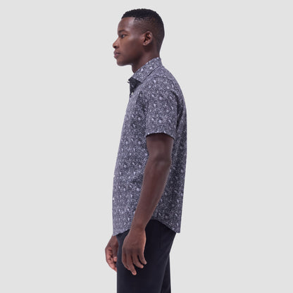 Bugatchi Miles Floral OoohCotton® Short-Sleeve Shirt Black