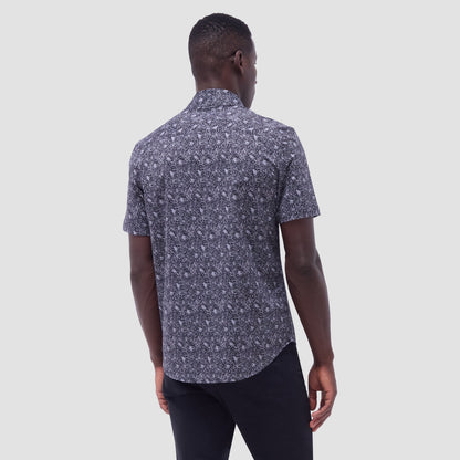 Bugatchi Miles Floral OoohCotton® Short-Sleeve Shirt Black