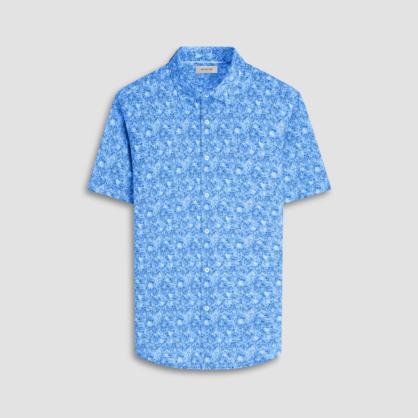 Bugatchi Miles Floral OoohCotton® Short-Sleeve Shirt Classic Blue