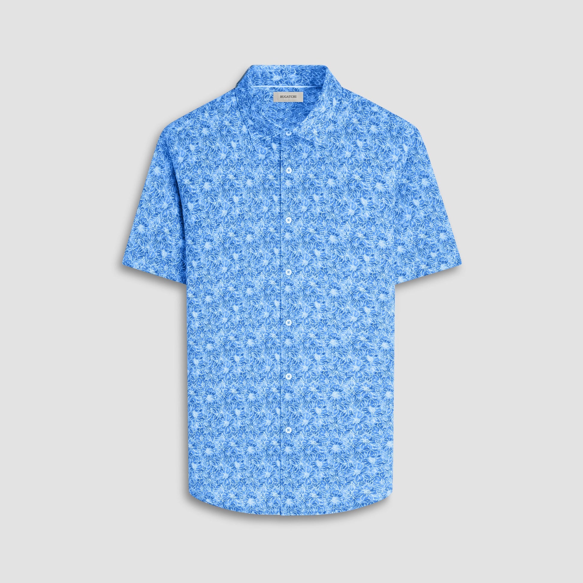 Bugatchi Miles Floral OoohCotton® Short-Sleeve Shirt Classic Blue