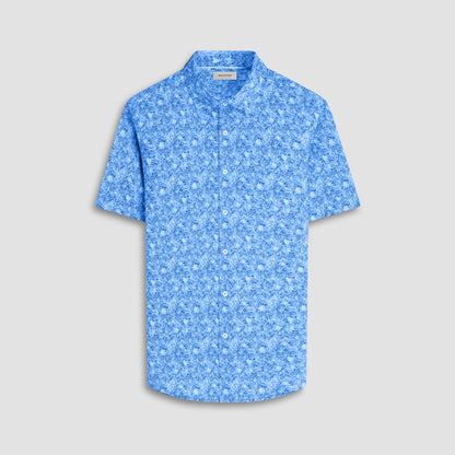 Bugatchi Miles Floral OoohCotton® Short-Sleeve Shirt Classic Blue