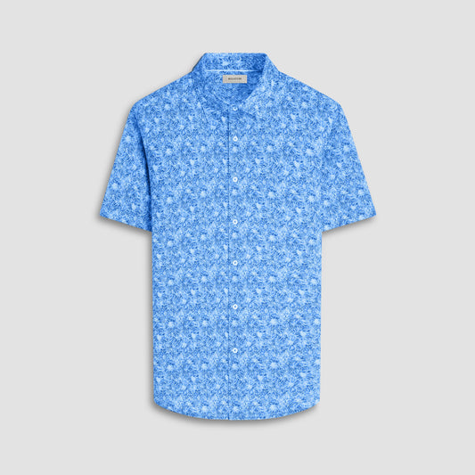 Bugatchi Miles Floral OoohCotton® Short-Sleeve Shirt Classic Blue