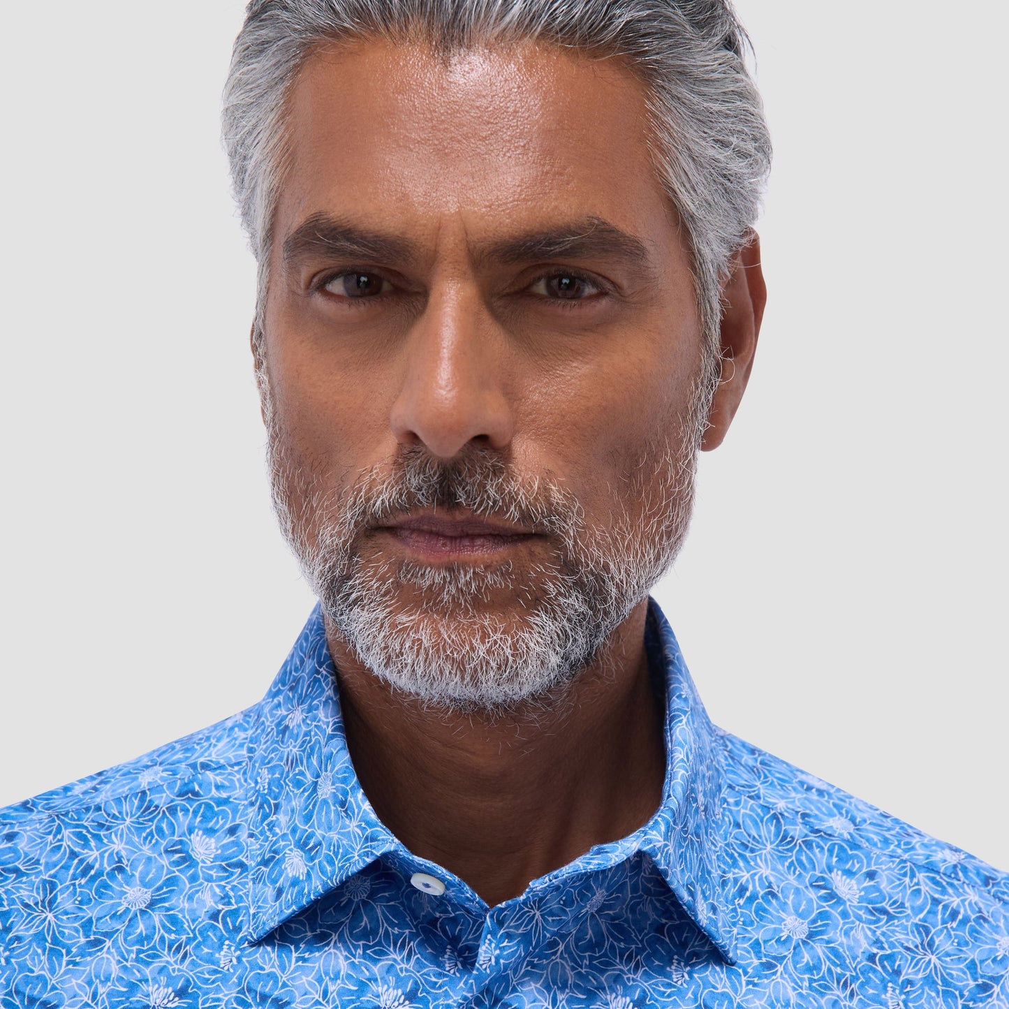 Bugatchi Miles Floral OoohCotton® Short-Sleeve Shirt Classic Blue