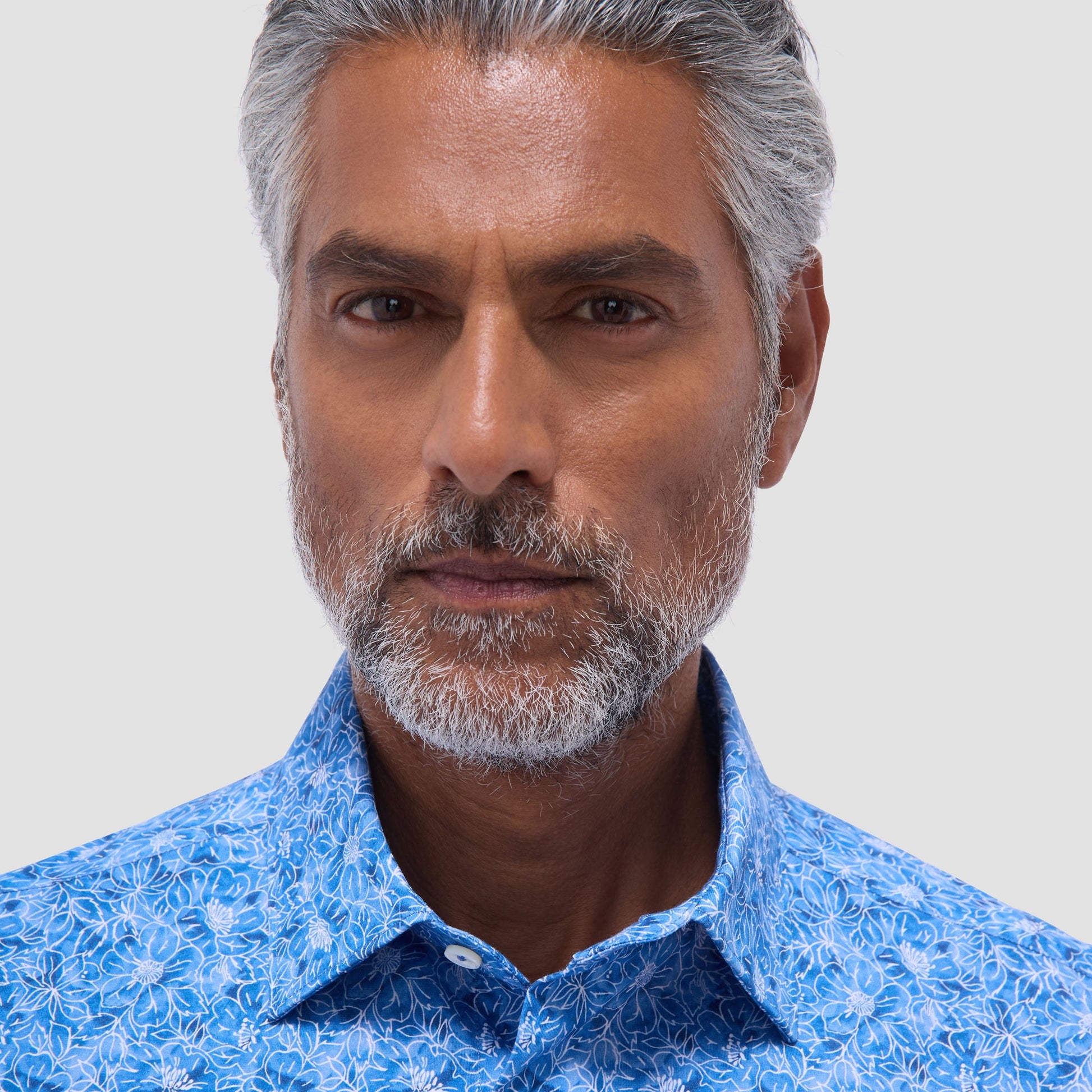 Bugatchi Miles Floral OoohCotton® Short-Sleeve Shirt Classic Blue