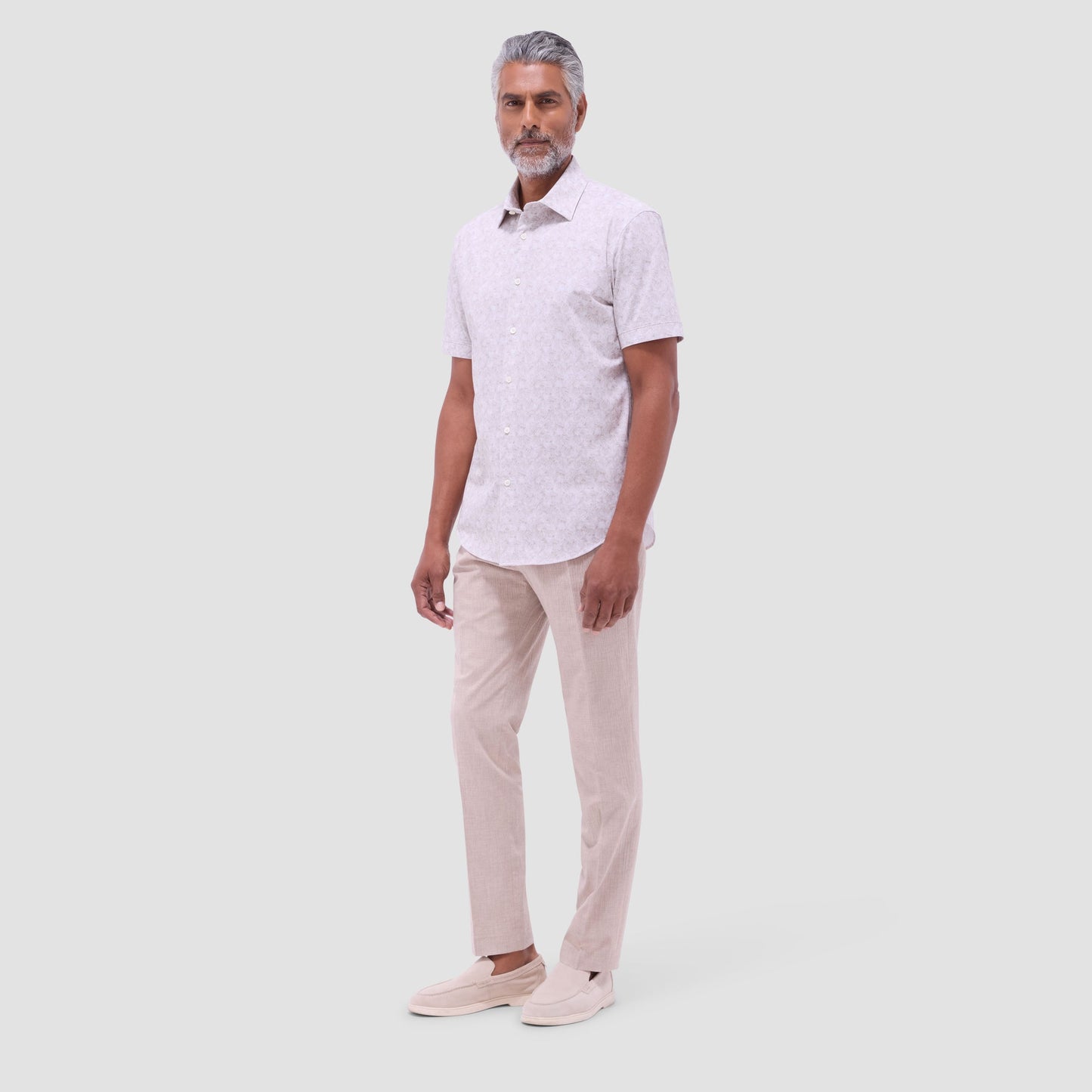 Bugatchi Miles Floral OoohCotton® Short-Sleeve Shirt Sand