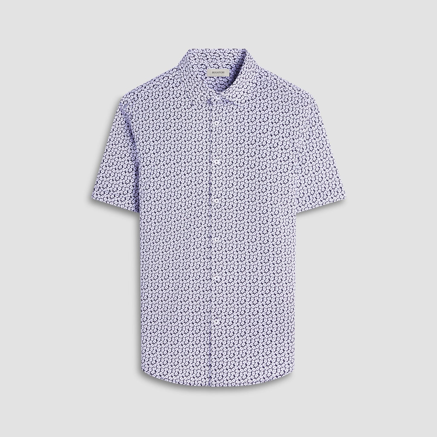 Bugatchi Miles Floral OoohCotton® Short-Sleeve Shirt Black