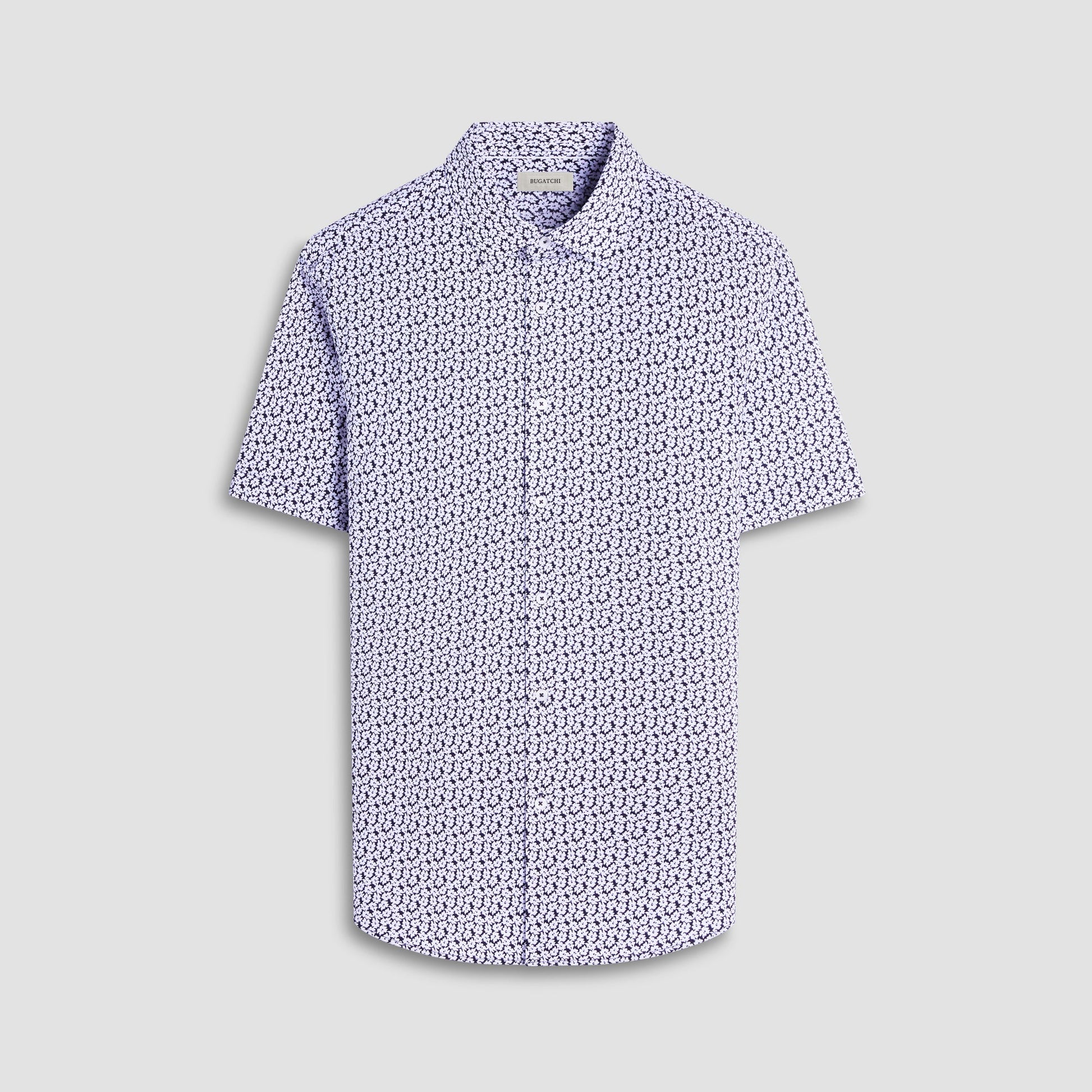 Bugatchi Miles Floral OoohCotton® Short-Sleeve Shirt Black