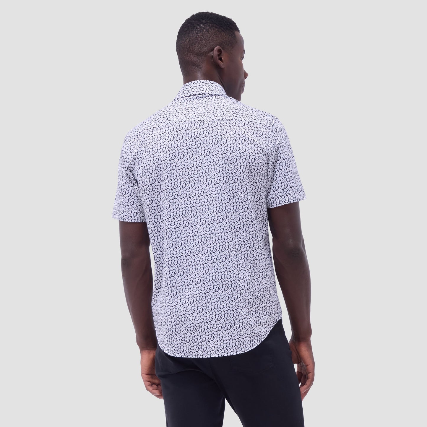 Bugatchi Miles Floral OoohCotton® Short-Sleeve Shirt Black