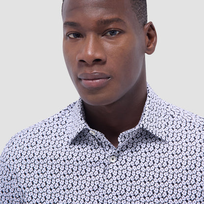Bugatchi Miles Floral OoohCotton® Short-Sleeve Shirt Black
