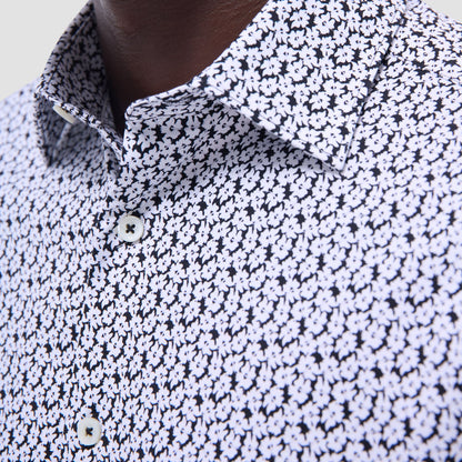 Bugatchi Miles Floral OoohCotton® Short-Sleeve Shirt Black