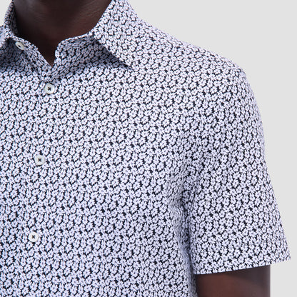 Bugatchi Miles Floral OoohCotton® Short-Sleeve Shirt Black
