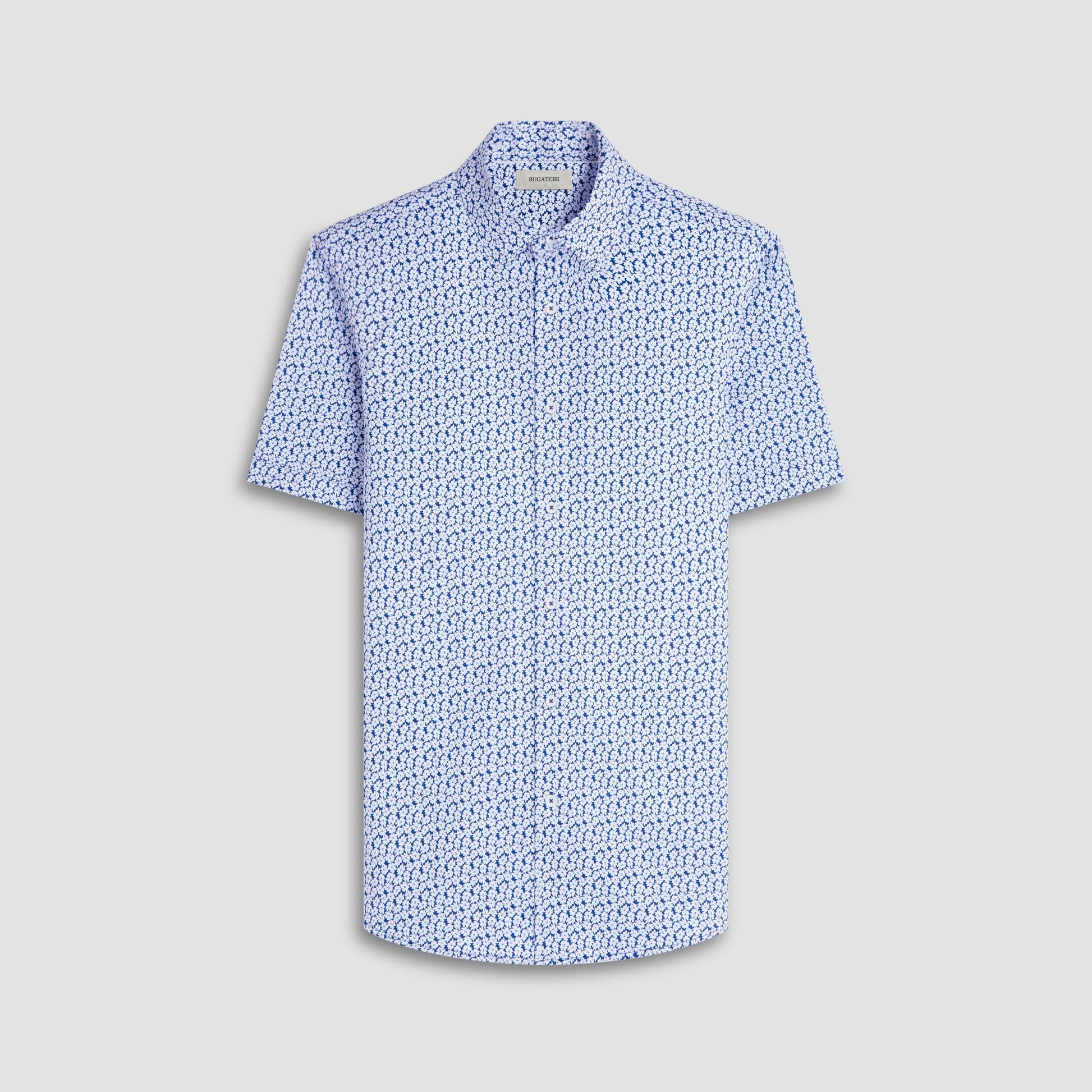 Bugatchi Miles Floral OoohCotton® Short-Sleeve Shirt Indigo