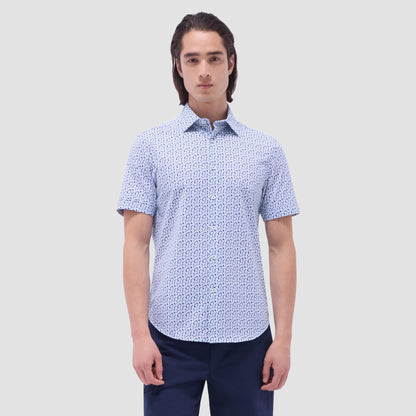 Bugatchi Miles Floral OoohCotton® Short-Sleeve Shirt Indigo