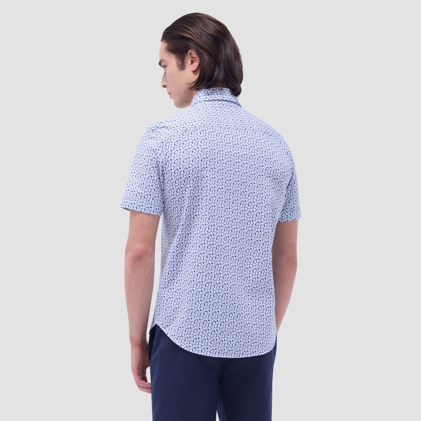 Bugatchi Miles Floral OoohCotton® Short-Sleeve Shirt Indigo
