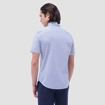 Bugatchi Miles Floral OoohCotton® Short-Sleeve Shirt Indigo