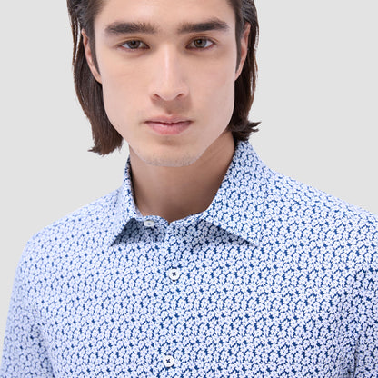 Bugatchi Miles Floral OoohCotton® Short-Sleeve Shirt Indigo