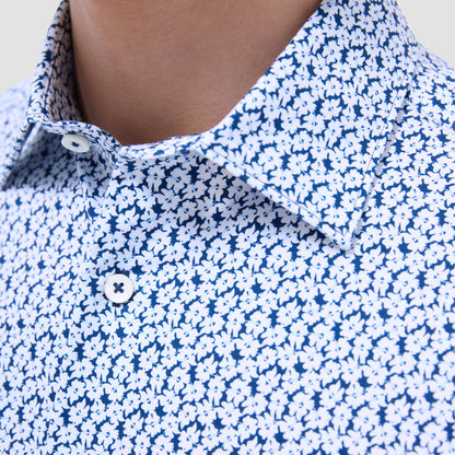 Bugatchi Miles Floral OoohCotton® Short-Sleeve Shirt Indigo