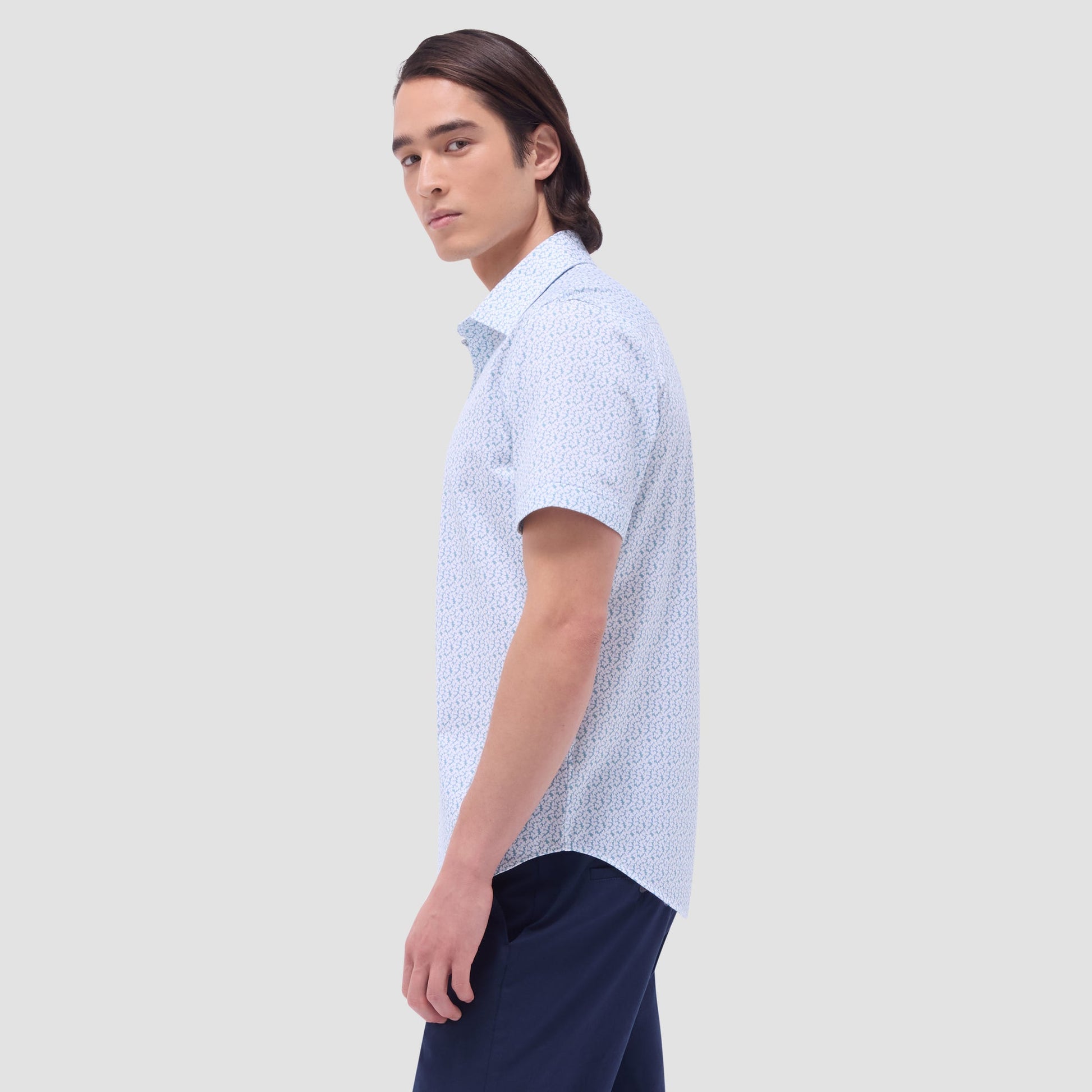 Bugatchi Miles Floral OoohCotton® Short-Sleeve Shirt Mint