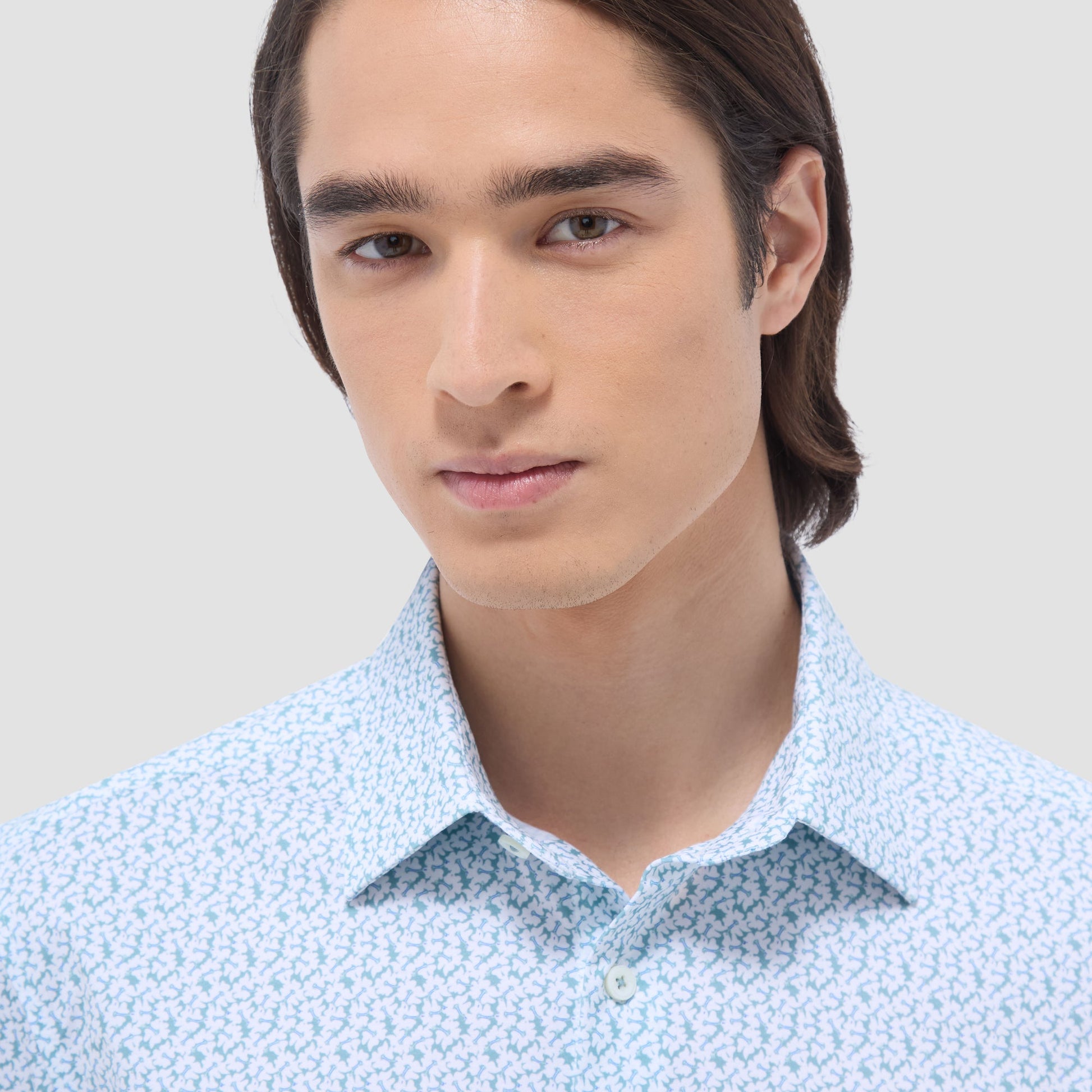 Bugatchi Miles Floral OoohCotton® Short-Sleeve Shirt Mint