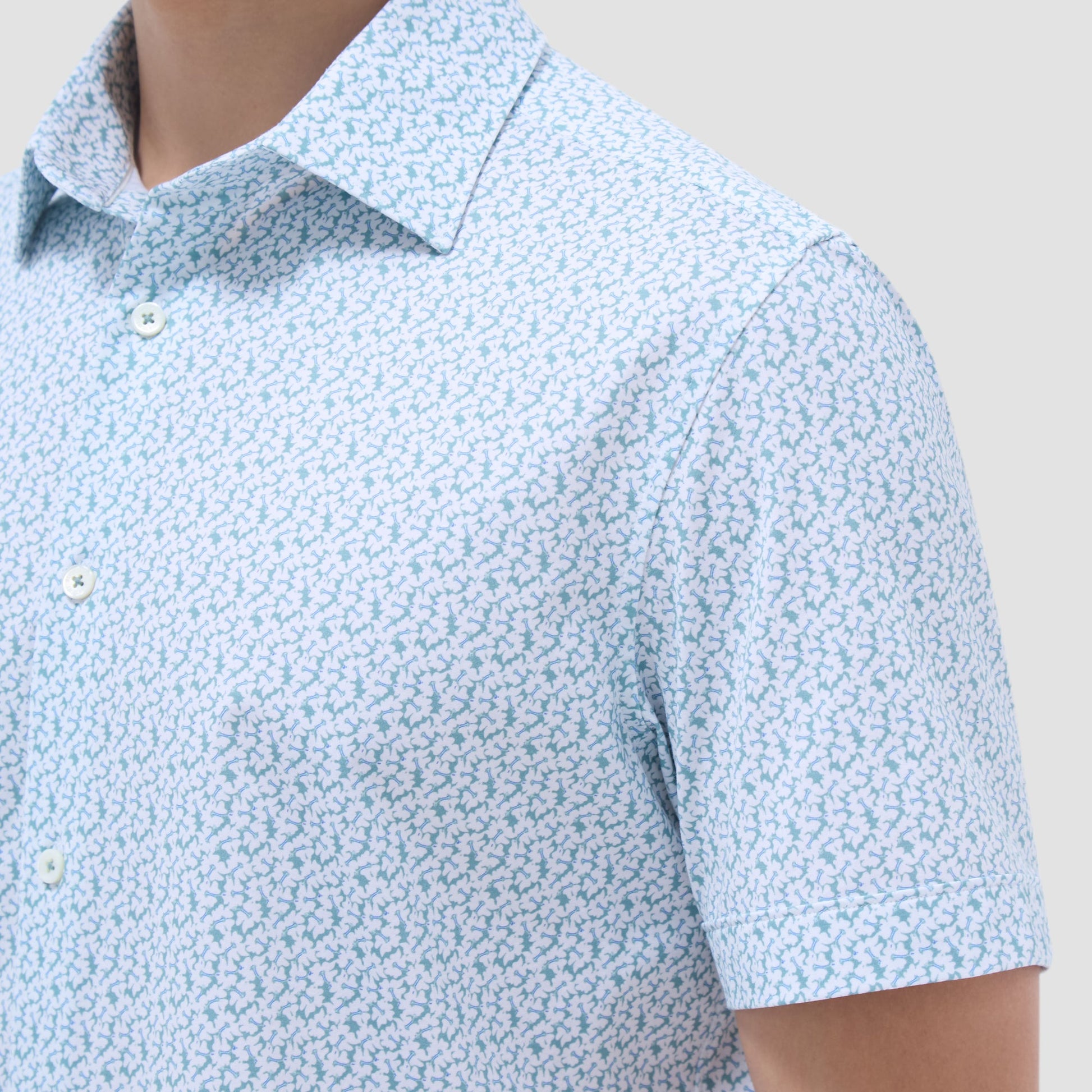 Bugatchi Miles Floral OoohCotton® Short-Sleeve Shirt Mint