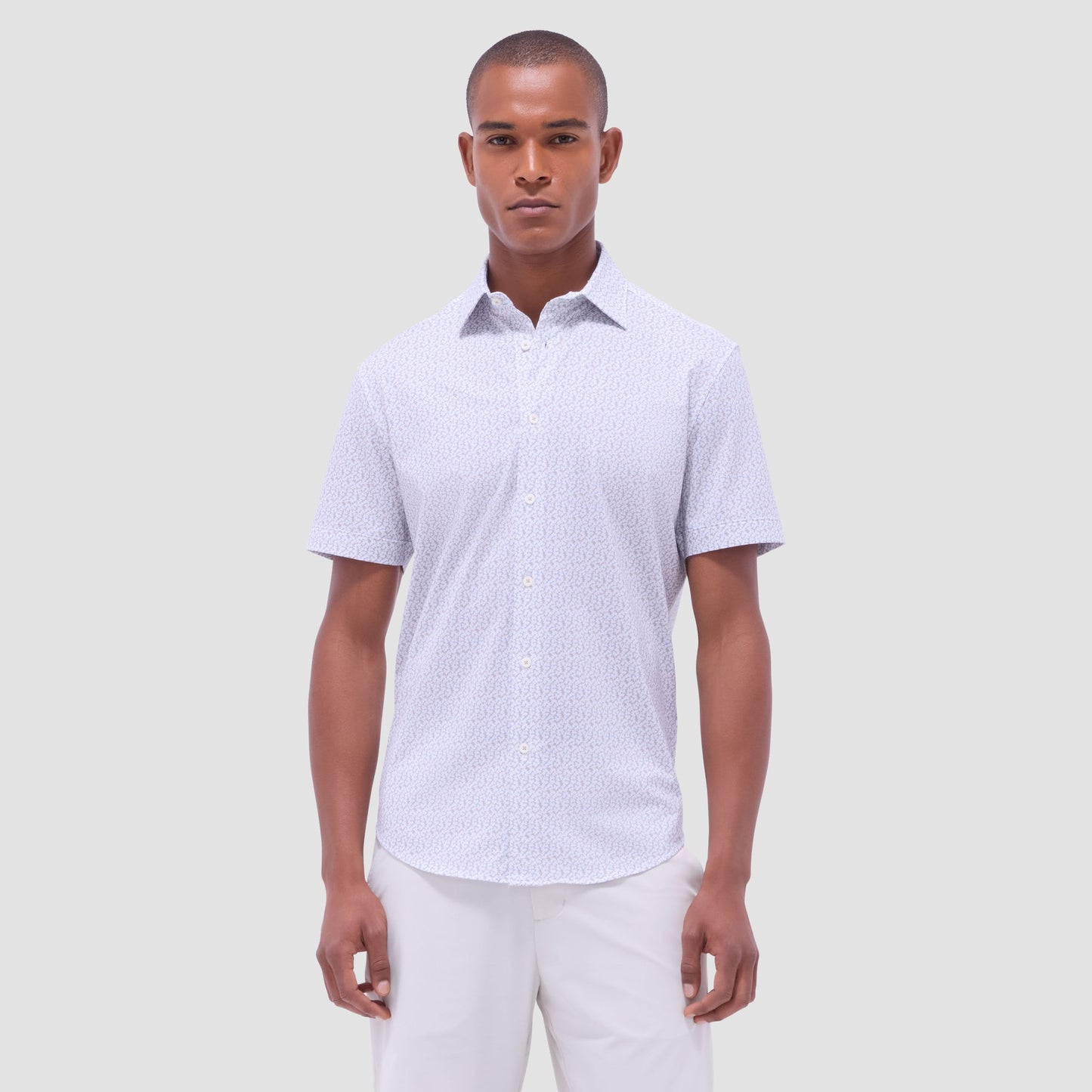 Bugatchi Miles Floral OoohCotton® Short-Sleeve Shirt Sand