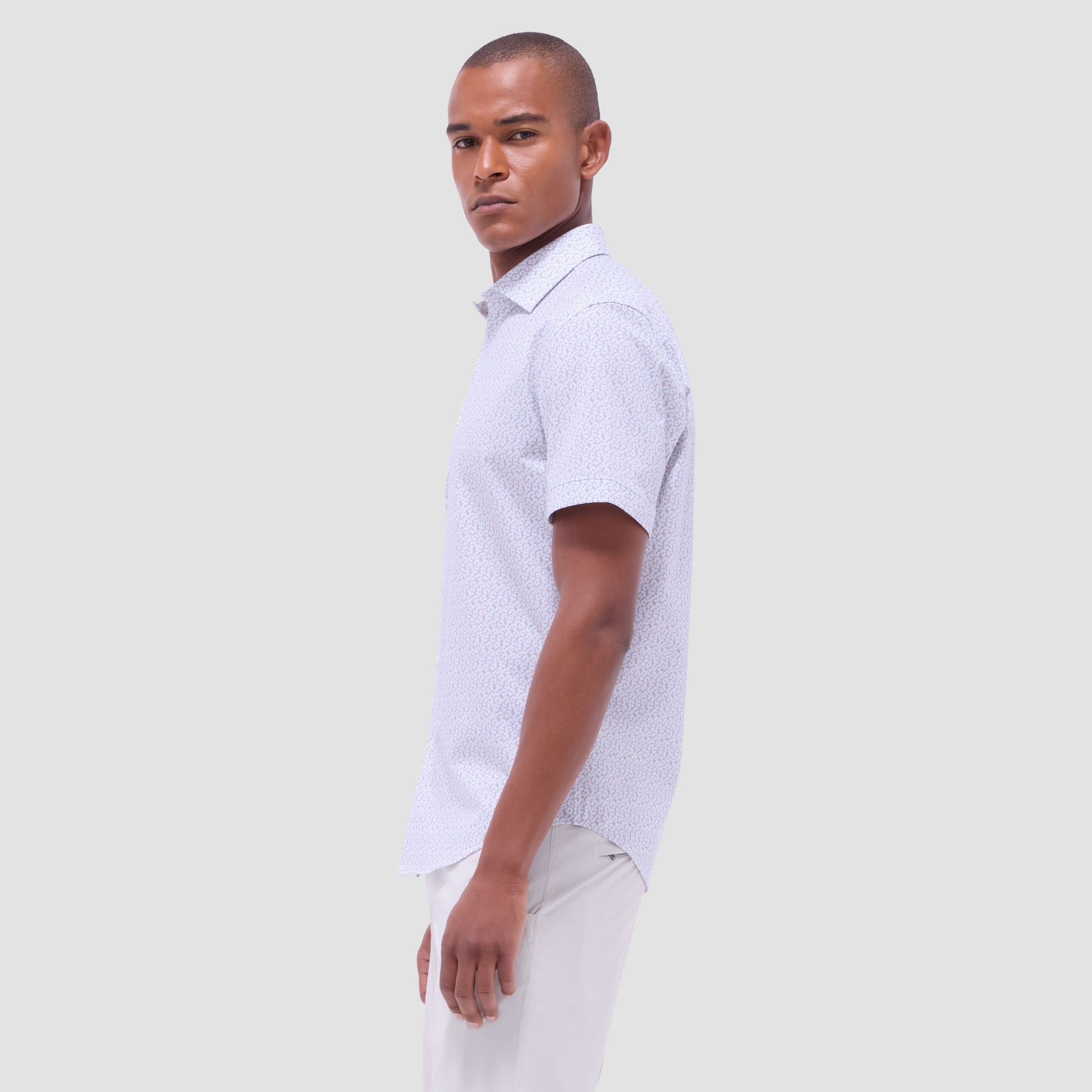 Bugatchi Miles Floral OoohCotton® Short-Sleeve Shirt Sand
