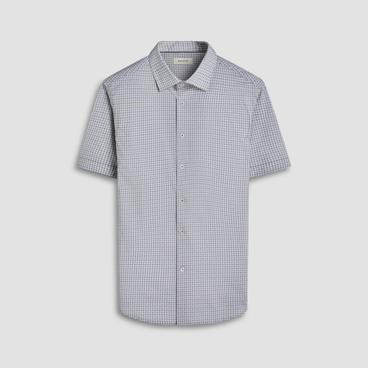 Bugatchi Miles Gingham Check OoohCotton® Short-Sleeve Shirt Camel