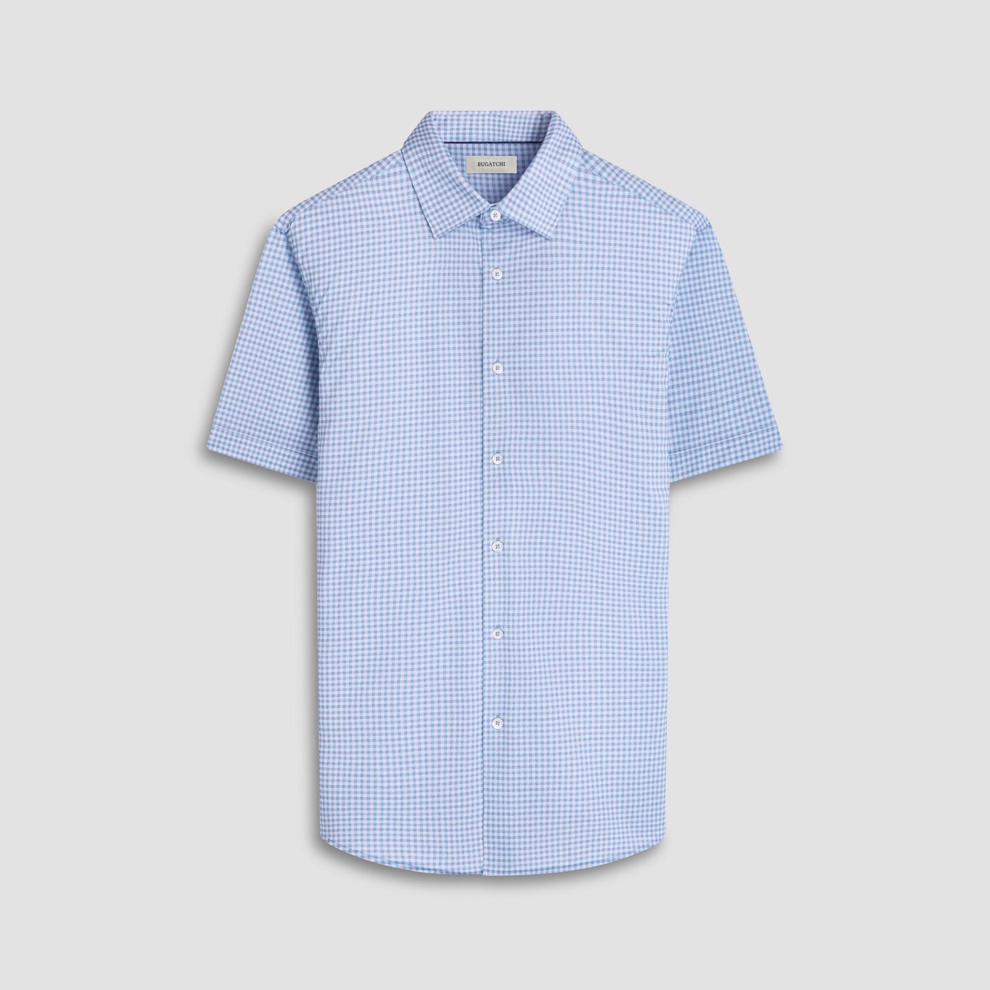 Bugatchi Miles Gingham Check OoohCotton® Short-Sleeve Shirt Menthol