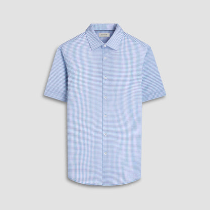 Bugatchi Miles Gingham Check OoohCotton® Short-Sleeve Shirt Menthol