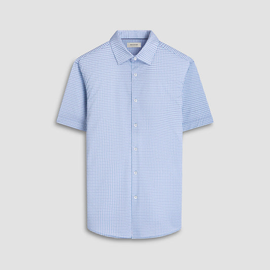 Bugatchi Miles Gingham Check OoohCotton® Short-Sleeve Shirt Menthol