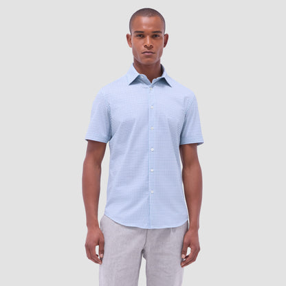 Bugatchi Miles Gingham Check OoohCotton® Short-Sleeve Shirt Menthol