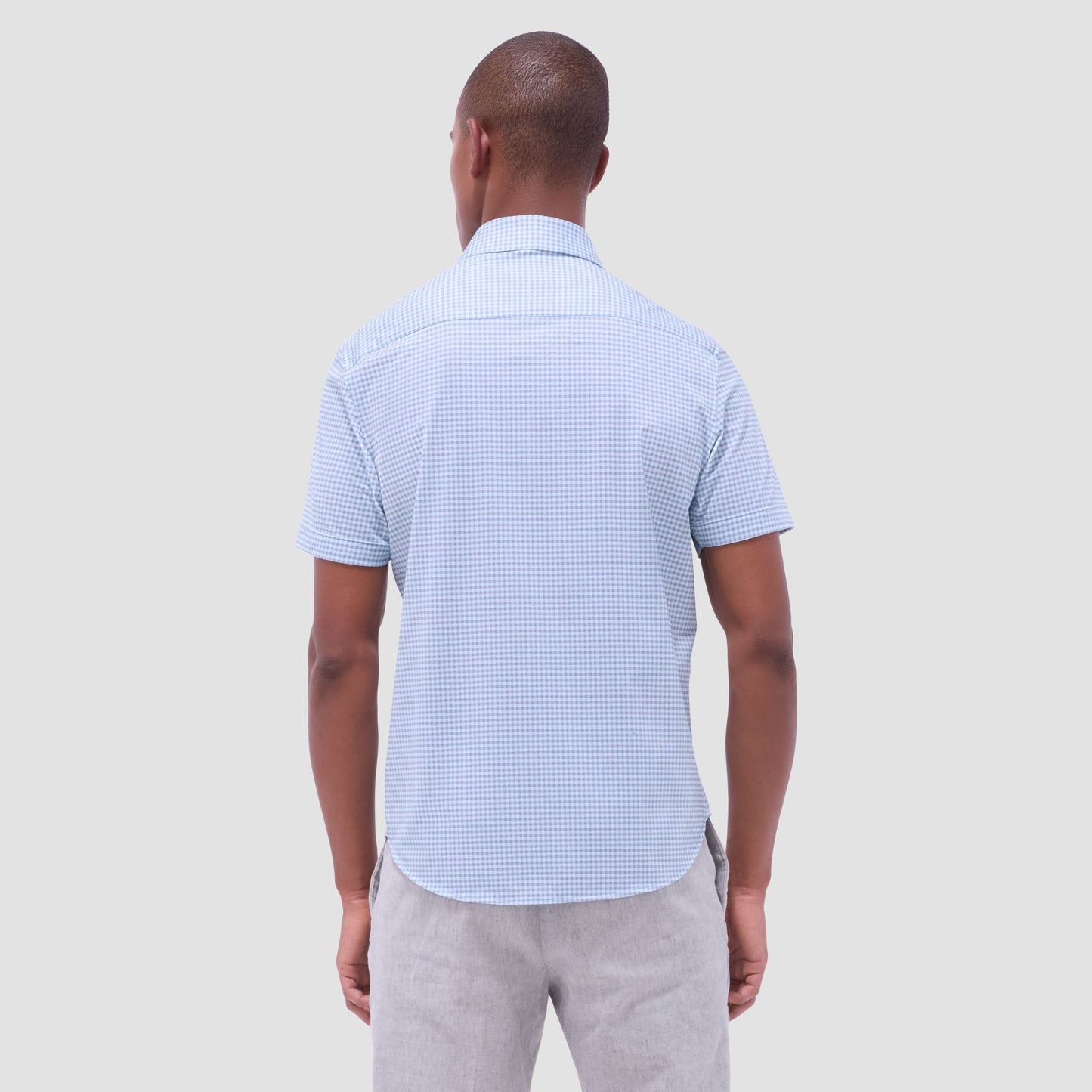 Bugatchi Miles Gingham Check OoohCotton® Short-Sleeve Shirt Menthol