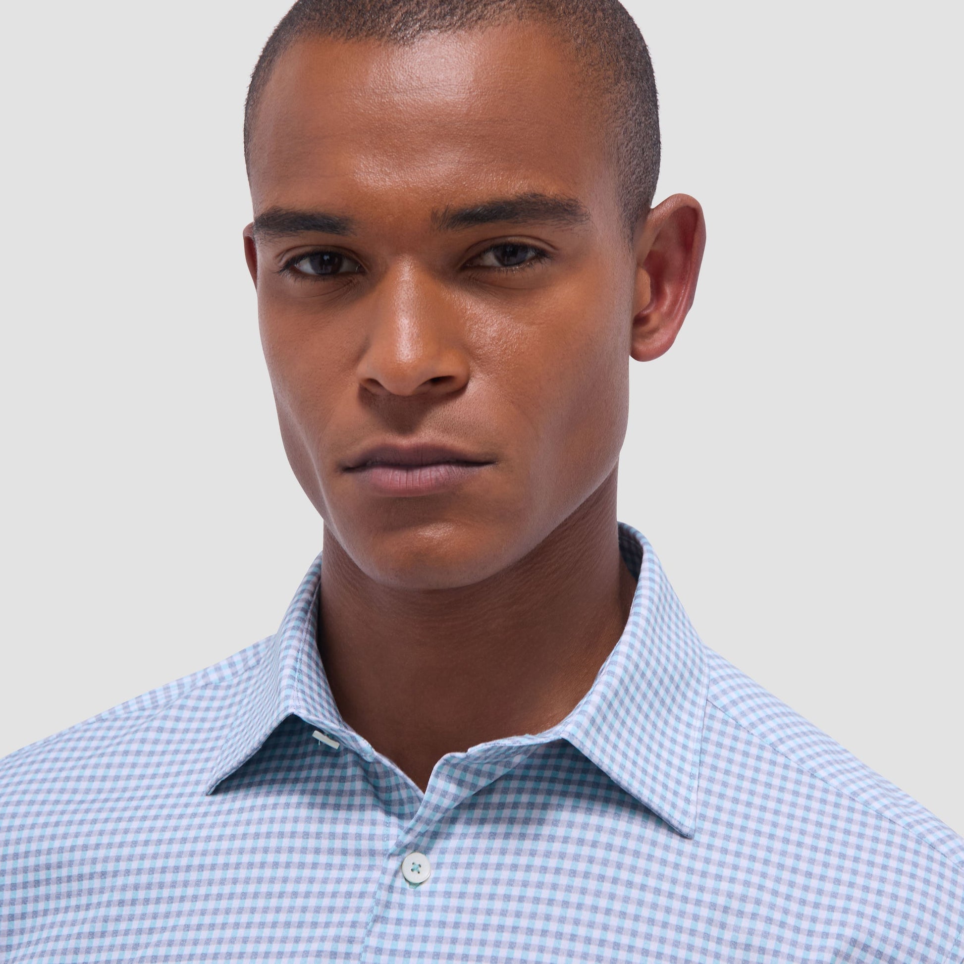 Bugatchi Miles Gingham Check OoohCotton® Short-Sleeve Shirt Menthol