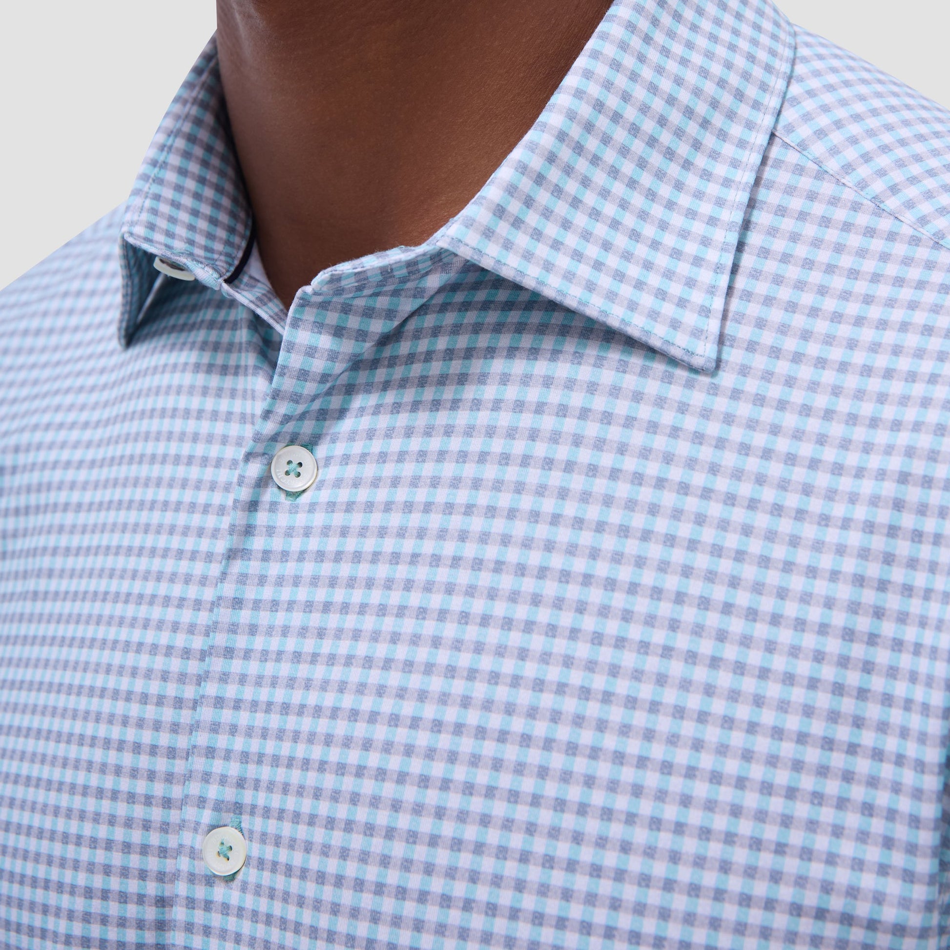 Bugatchi Miles Gingham Check OoohCotton® Short-Sleeve Shirt Menthol