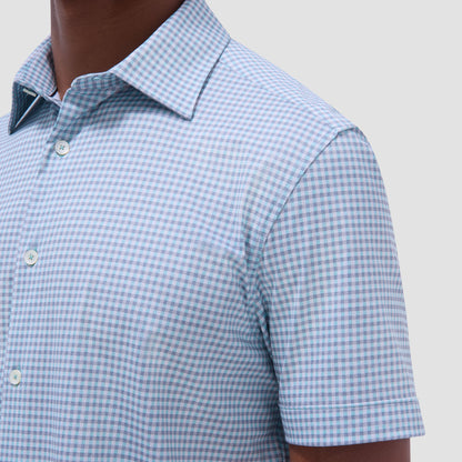 Bugatchi Miles Gingham Check OoohCotton® Short-Sleeve Shirt Menthol