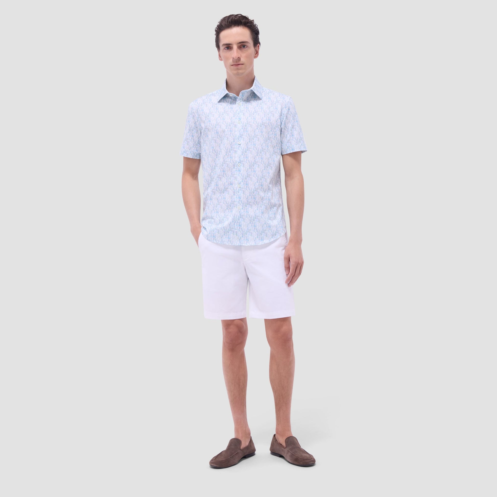 Bugatchi Miles Fruit Print OoohCotton® Short-Sleeve Shirt Menthol