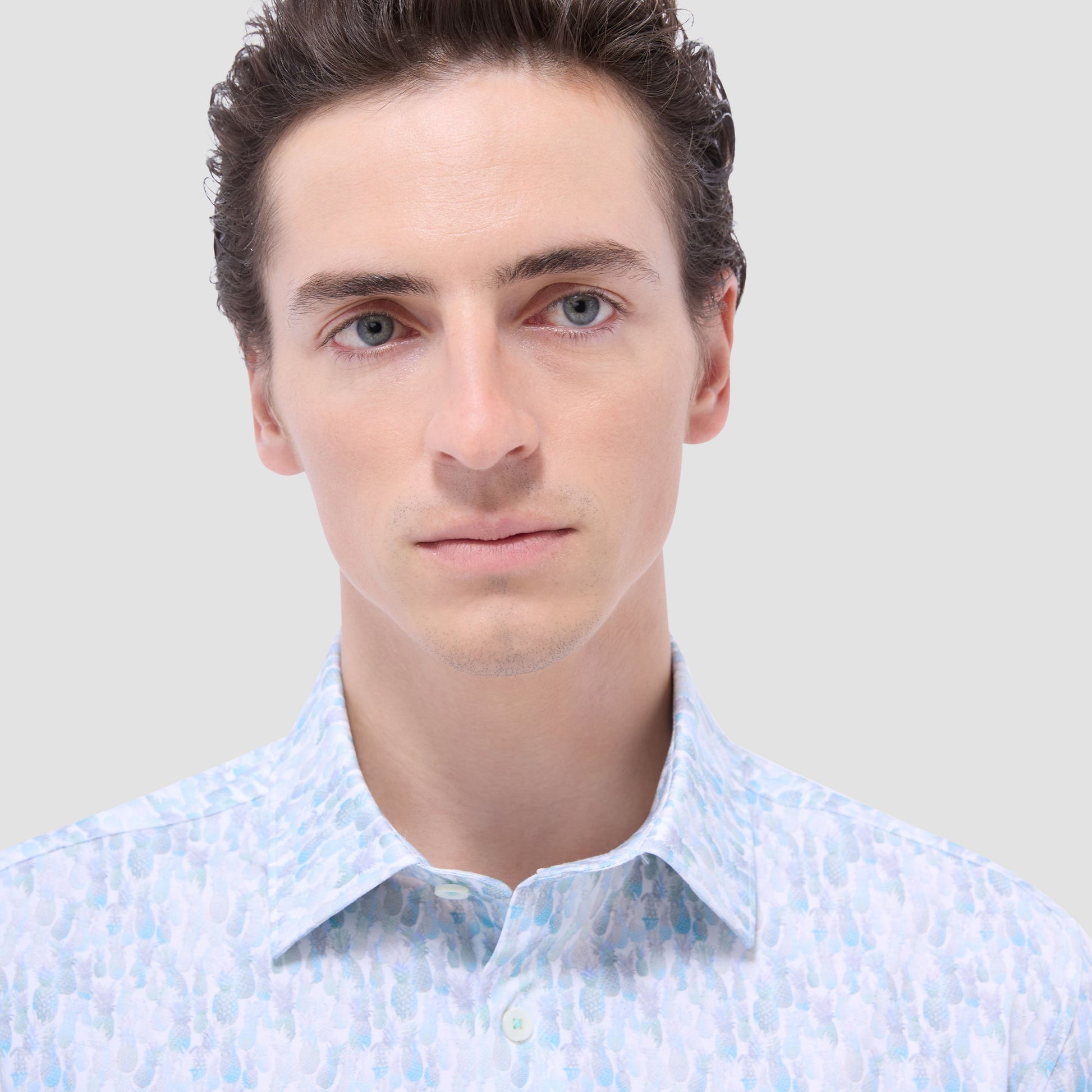 Bugatchi Miles Fruit Print OoohCotton® Short-Sleeve Shirt Menthol
