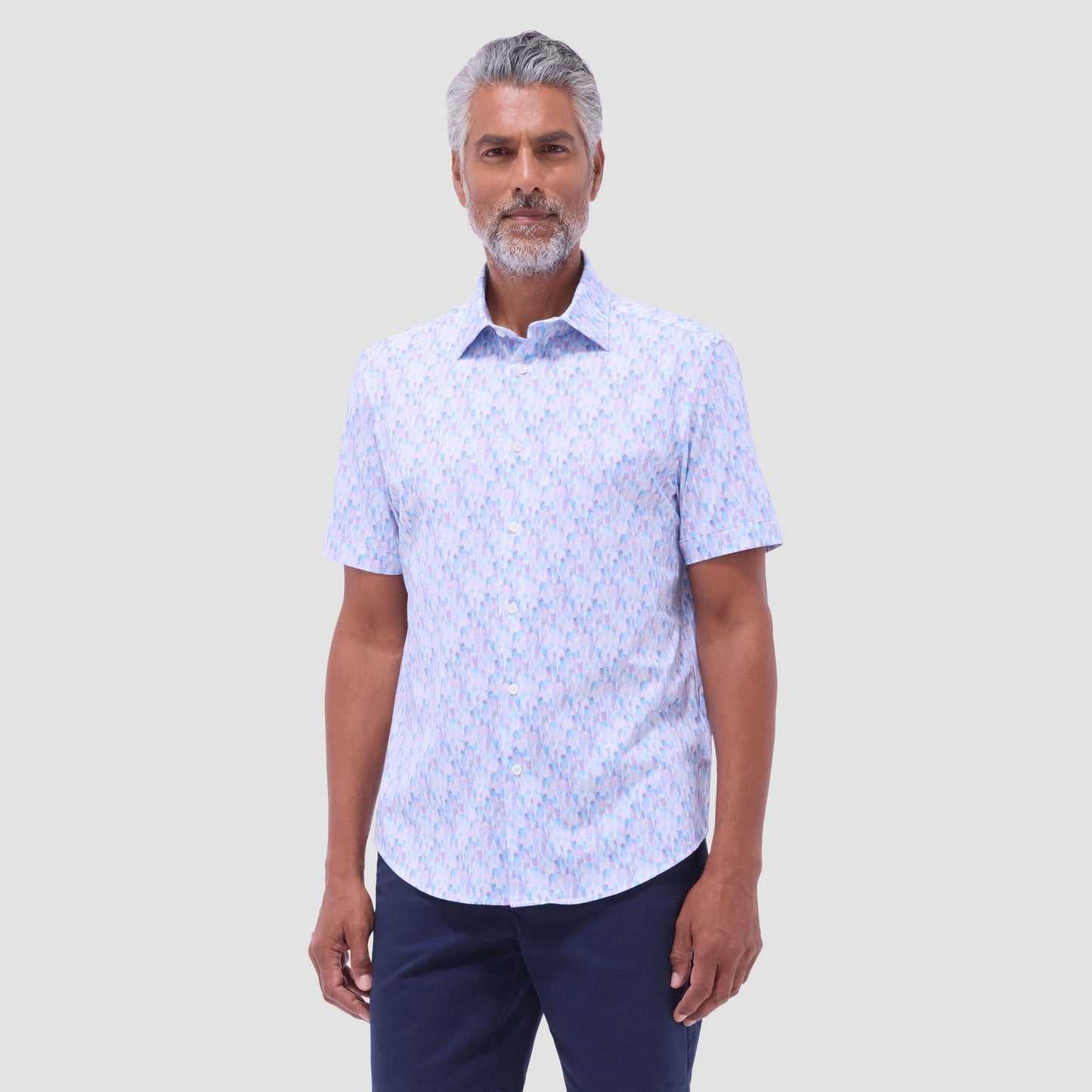 Bugatchi Miles Fruit Print OoohCotton® Short-Sleeve Shirt Pink