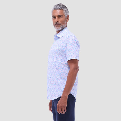 Bugatchi Miles Fruit Print OoohCotton® Short-Sleeve Shirt Pink