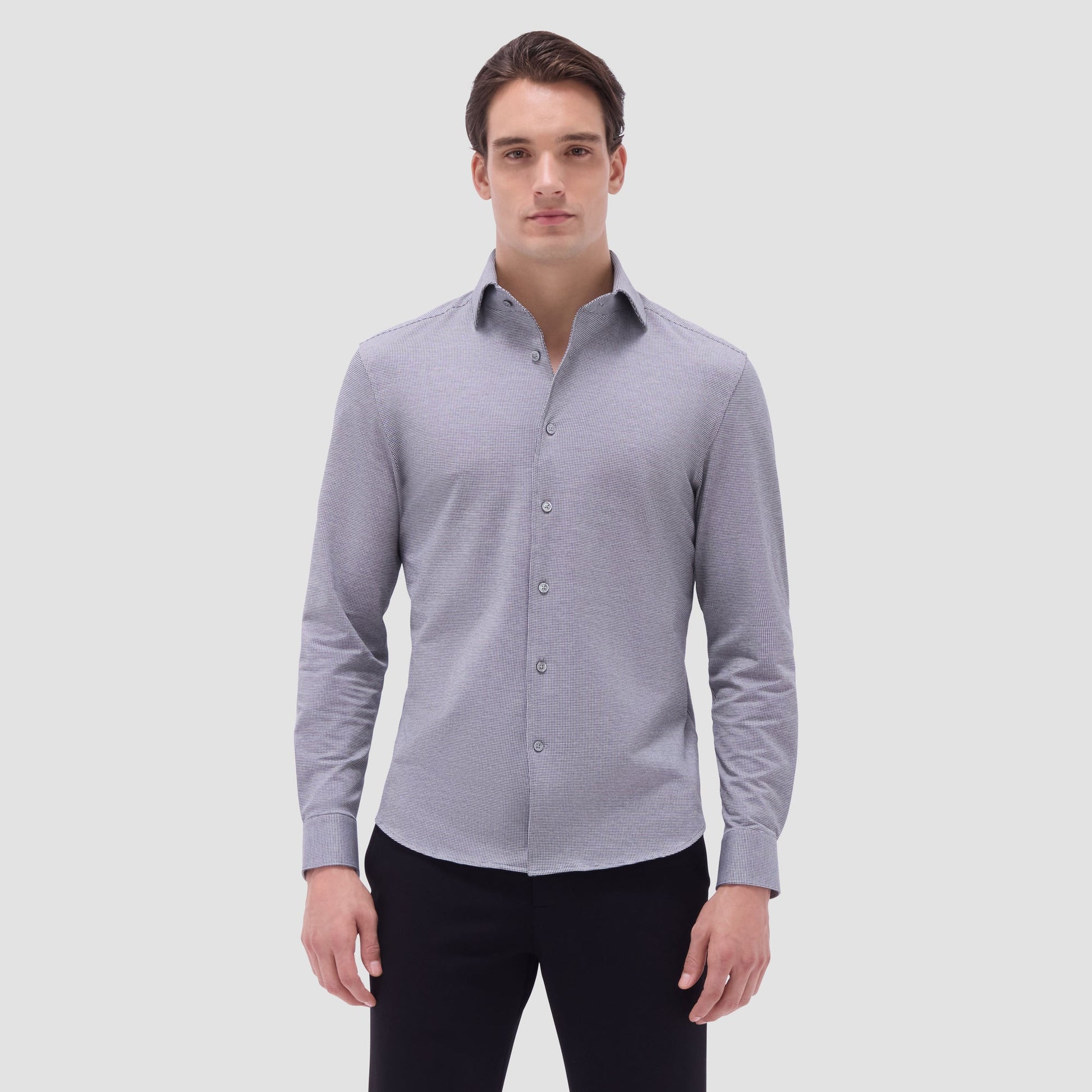 Bugatchi Devon Hound's Tooth OoohCotton® Shirt Black