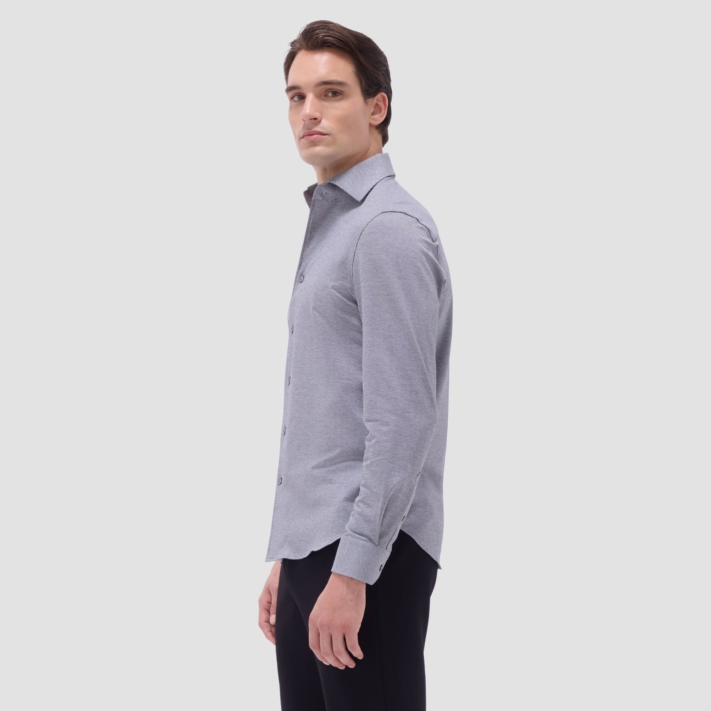 Bugatchi Devon Hound's Tooth OoohCotton® Shirt Black