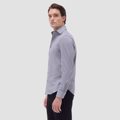 Bugatchi Devon Hound's Tooth OoohCotton® Shirt Black