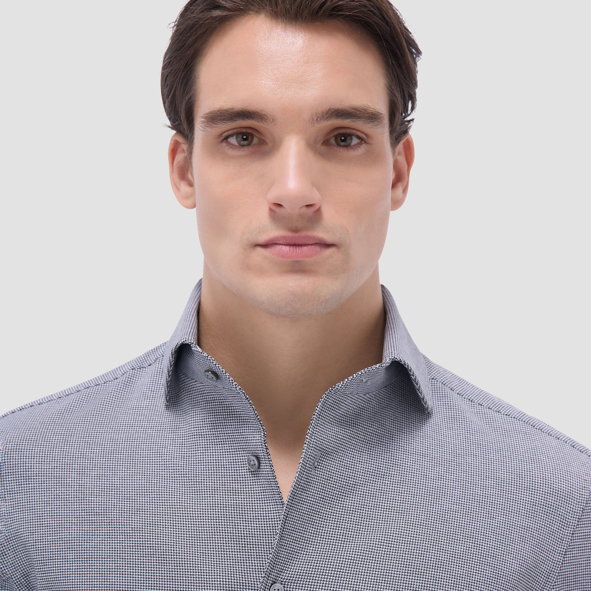 Bugatchi Devon Hound's Tooth OoohCotton® Shirt Black