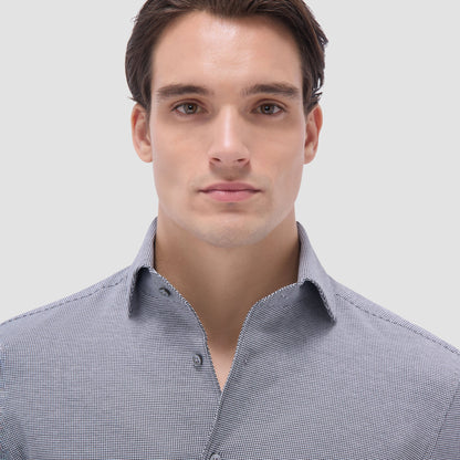 Bugatchi Devon Hound's Tooth OoohCotton® Shirt Black